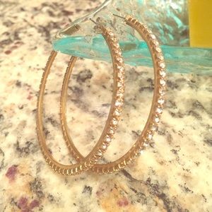 Gold and rhinestone hoop earrings