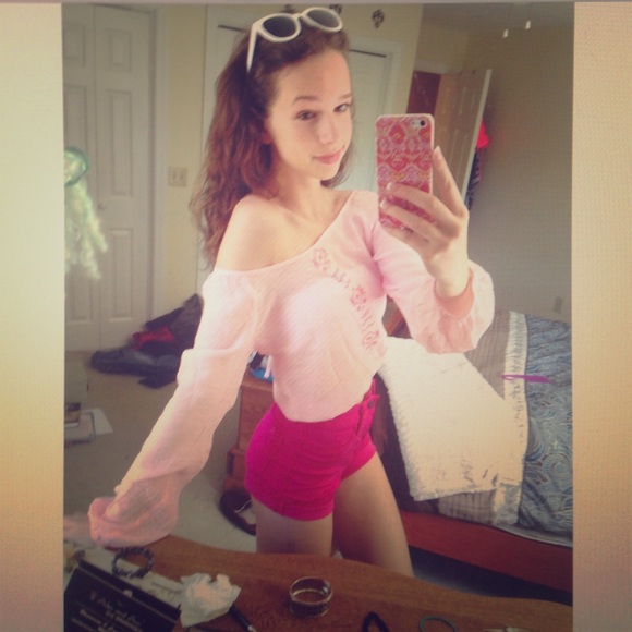 Pink Tribal Crop / Off the shoulder top