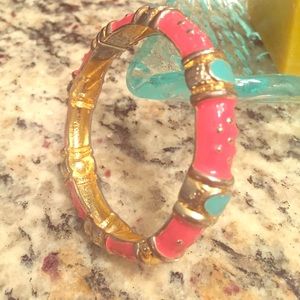 Pink turquoise and gold enamel bracelet