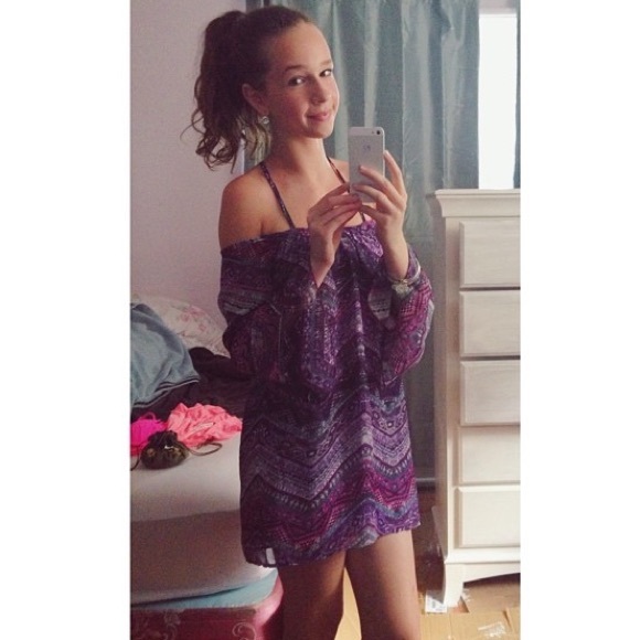 Purple Tribal Off The Shoulder / Open Back Dress