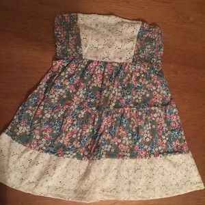 Floral Strapless Layered Top Lace