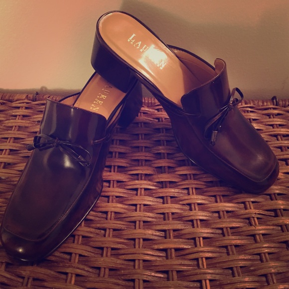 NEW Lauren by Ralph Lauren Brown Open Back Slip On