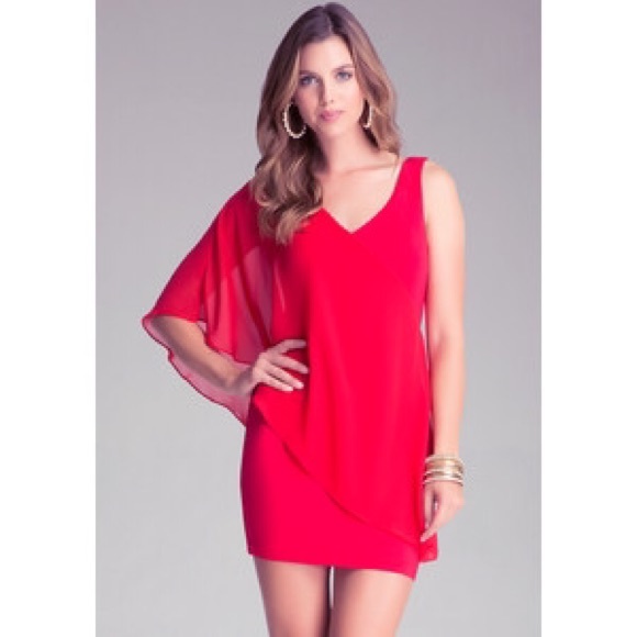 Bebe Asymmetric Flutter Dress