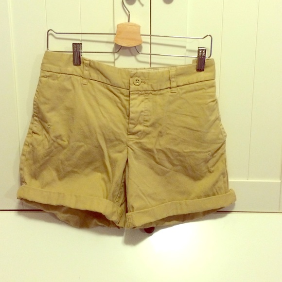 Boyfriend fit shorts: mustard, J.Crew, button-fly