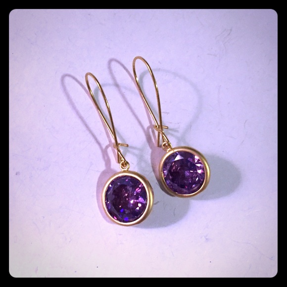 Purple Crystal Drop Earrings - Picture 1 of 1