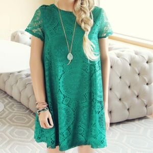 The "Naia" Green lace tunic dress