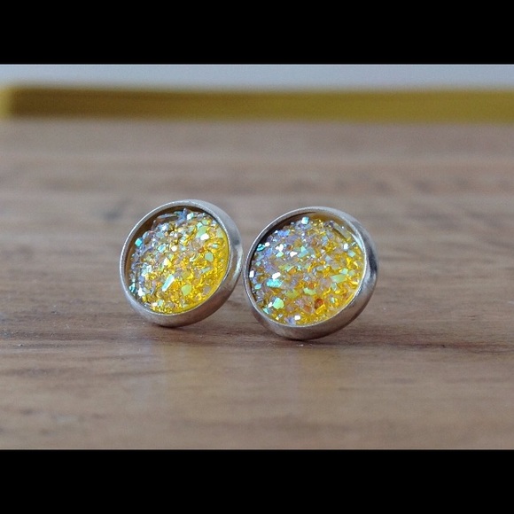 Yellow drusy earrings