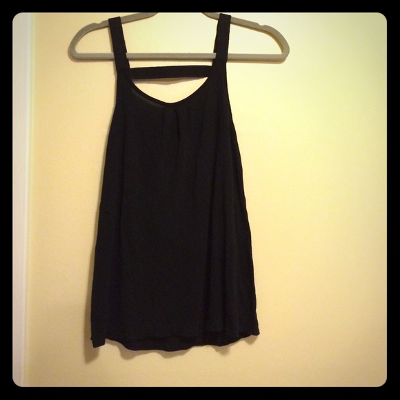 Tank top: black, drapey, cut-out back
