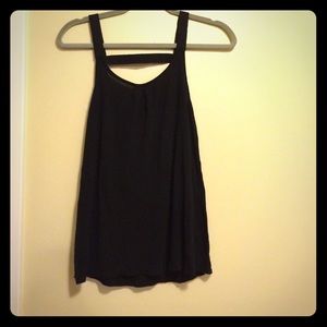 Tank top: black, drapey, cut-out back