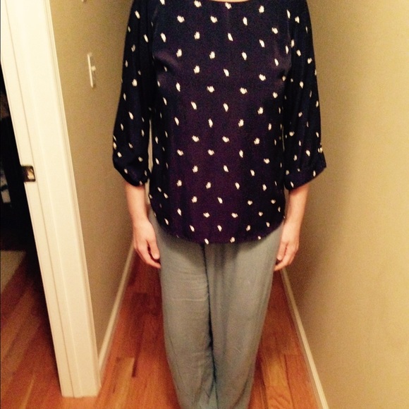 Navy blue shirt with white elephant prints