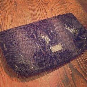 Nine West black & grey snakeskin fold over clutch