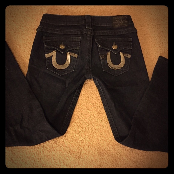 True Religion Straight Leg Dark Wash Sequin Jeans