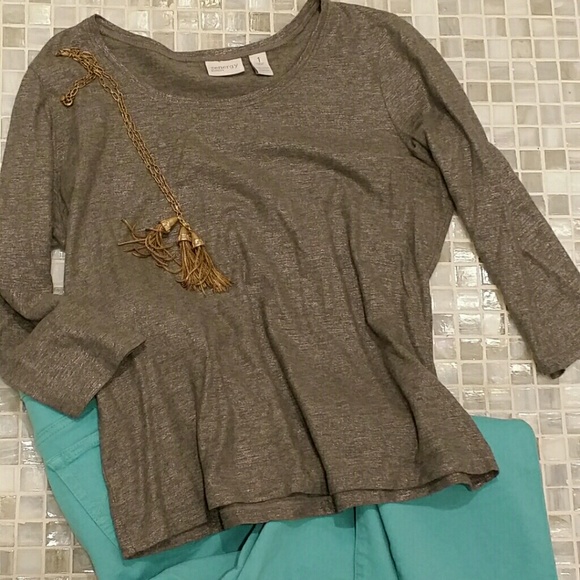 Chicos zenergy grey shirt with sparkle