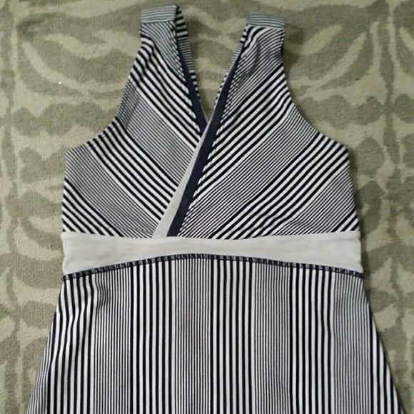 Lululemon navy and white striped workout shirt
