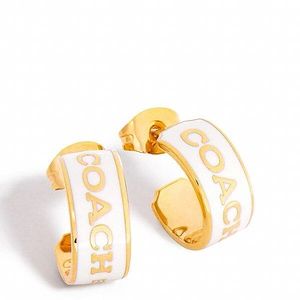 Coach Small Enamel 1941 Earrings in white & gold