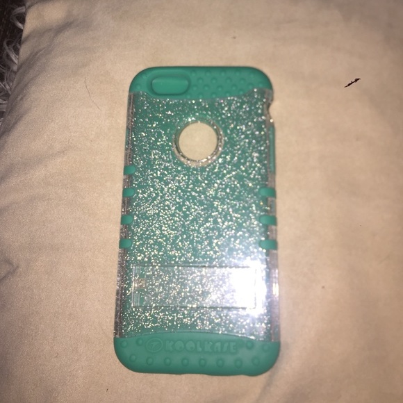 teal and glitter iphone 6 hardcover hybrid case