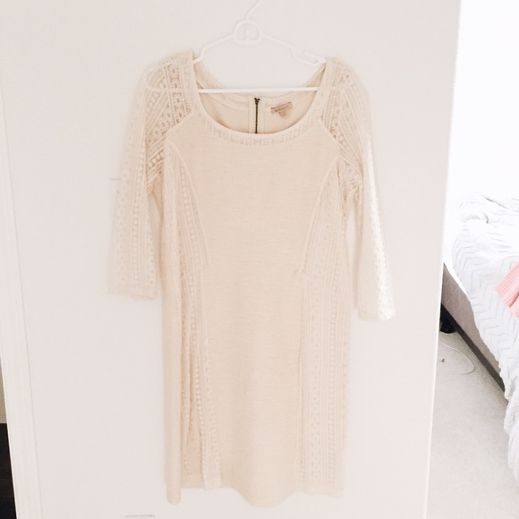 off-white sweater + eyelet dress