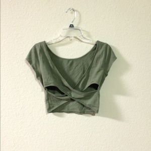 Aeropostale Olive Green Cross Back Crop Top