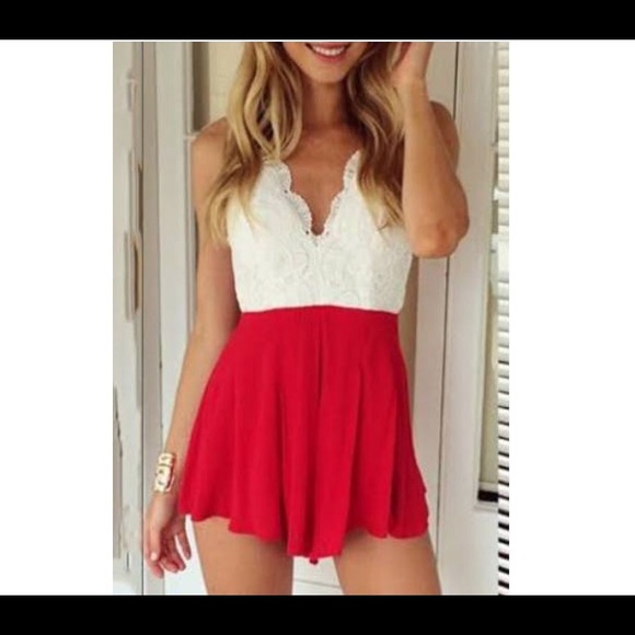 Dresses & Skirts - ‼️1 MORE NIGHT‼️Sexy lace v neck romper