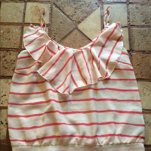 chiffon pink & cream striped tank top - Picture 1 of 3