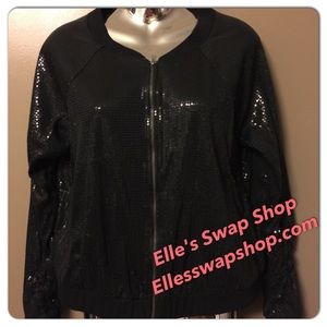 Material Girl Sequined Zip-Up Jacket