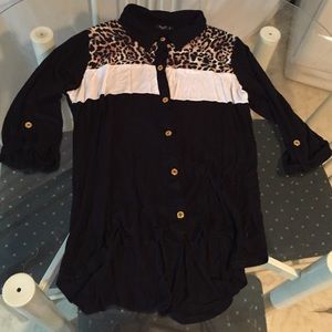 Black leopard cream colored shirt