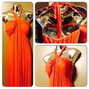 Orange Halter Dress with Tie Behind the Neck.