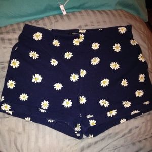 navy daisy high waisted shorts