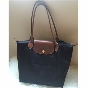 Small Longchamp le pliage tote in black