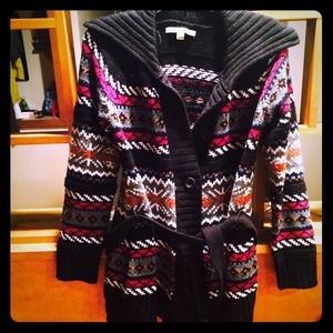 Fair Isle Chunky Crochet Belted Cardigan