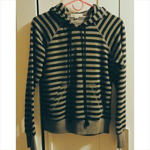 Black & Grey Striped Hoodie