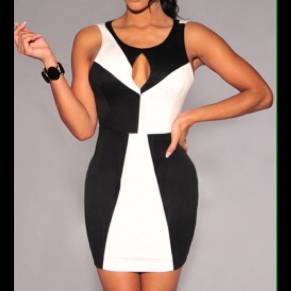 Black white abstract dress