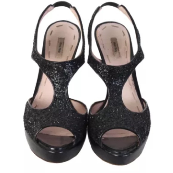 Miu miu glitter platform sandal size 37, worn 1x