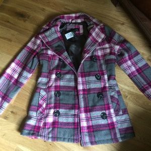 NWT plaid pea coat