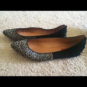 Calf Hair and suede pointy toe flat