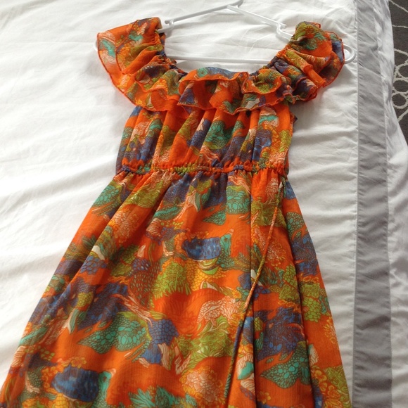 Beautiful dress orange unique print - Picture 1 of 4