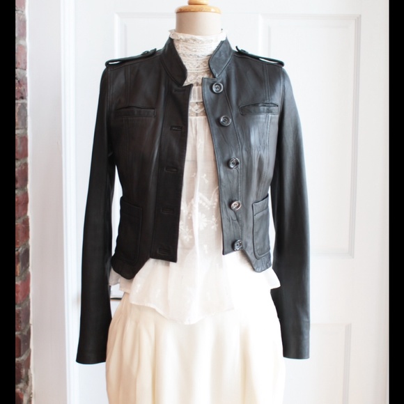 SOLD Line Cropped Leather Jacket