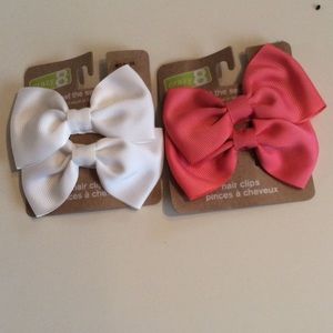 Pink & White Bow Hair clips (Baby)