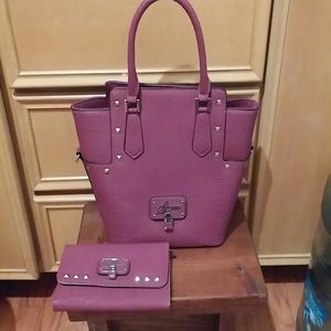 Guess purse and wallet...deep raspberry