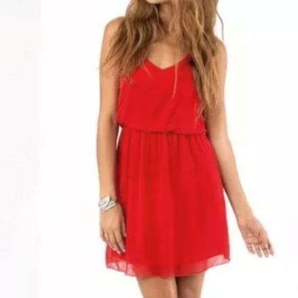 Beautiful Chiffon  Red Dress M/L