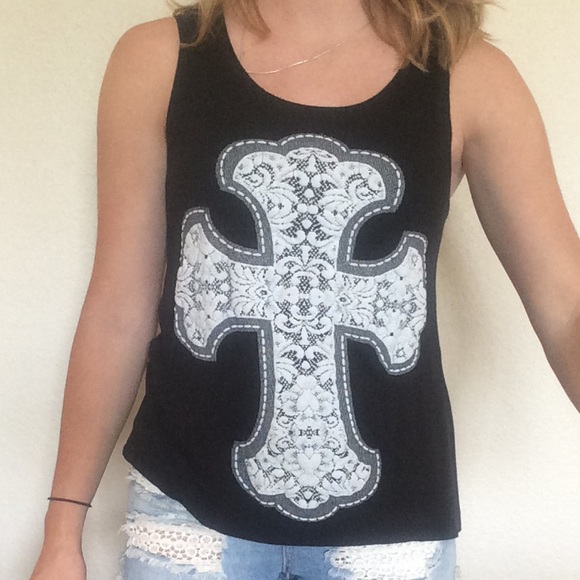 lace cross tank top