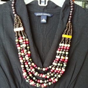 layered wooden beaded necklace