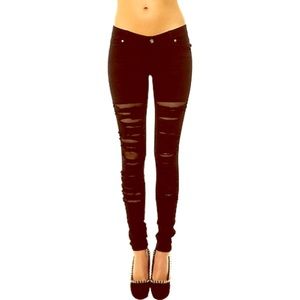 💀Tripp NYC Destructed Skinnies w Fishnet Lining💀