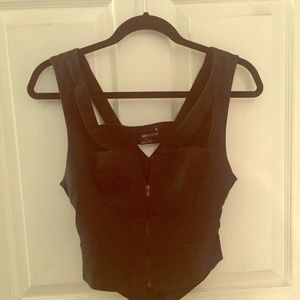 Black Strappy-Open Back Crop Top