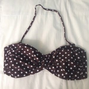 Brown Polka Dot Bandeau Bikini Top