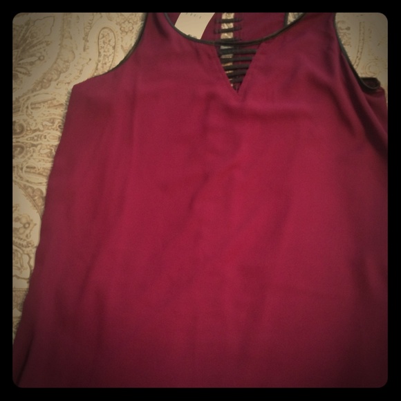 Never worn Nordstrom flowy plum top with leather