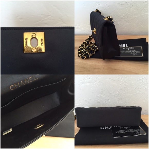 🔴SOLD🔴CHANEL  black quilted satin vintage mini - Picture 4 of 4