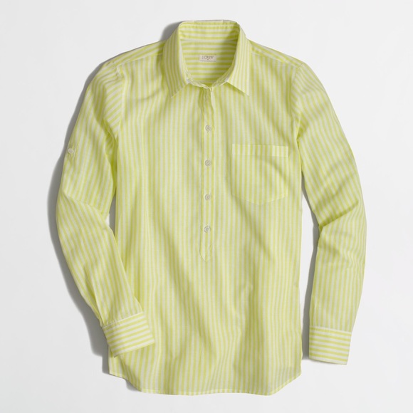 JCrew Factory Stripe Pocket Popover - Yellow - XS