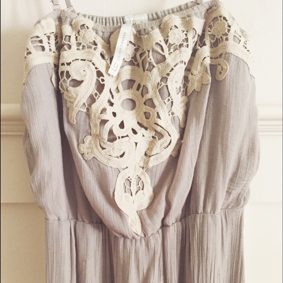 Lauren Conrad gray lace embroidered maxi dress