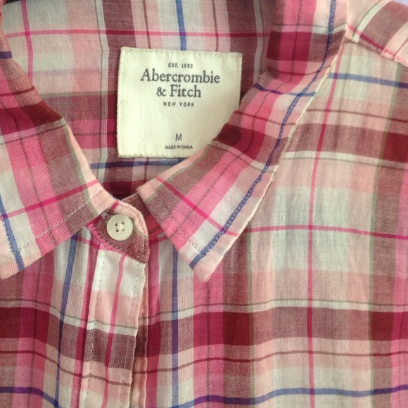 A&F Pink Plaid Shirt - Picture 2 of 3